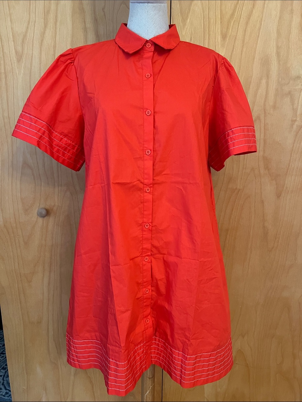 Red Dress with pockets.